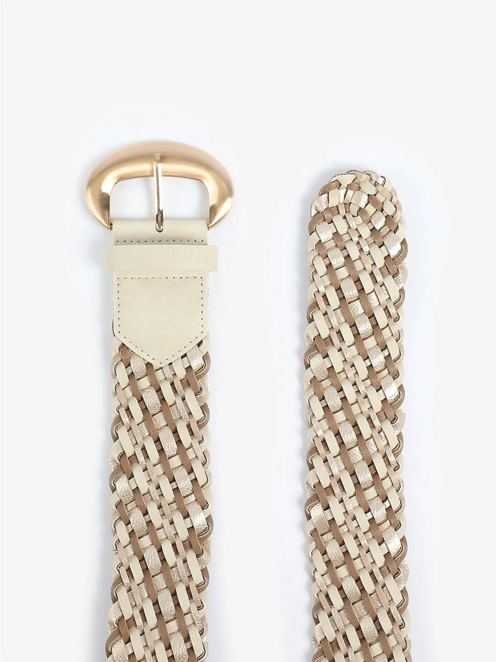 Maurices Braided Metallic Beige and Gold Belt